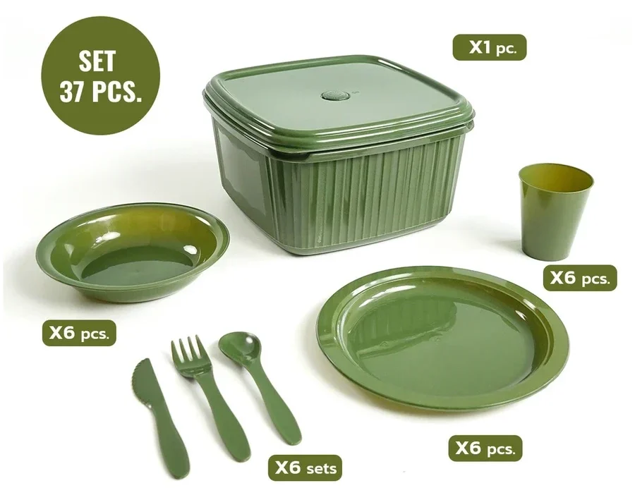 กล่องข้าวปิคนิค ชุดปิคนิค จานชามแคมป์ปิ้ง New Product "PICNIC SET" Camping Collection Set 31Pcs.